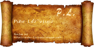 Puhr Líviusz névjegykártya
