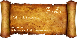 Puhr Líviusz névjegykártya